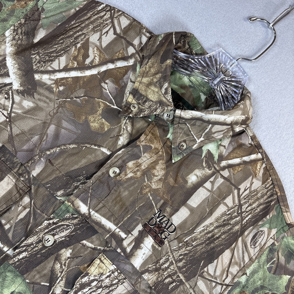 Mad Dog Gear Men's Med Camo Long Sleeve Vented Lightweight Button Shirt Realtree